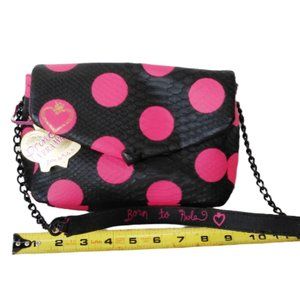 NWT Born to Rule polka pink & black purse